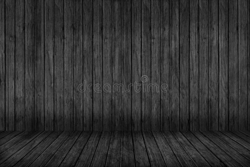 Wood texture background. black wood wall and floor