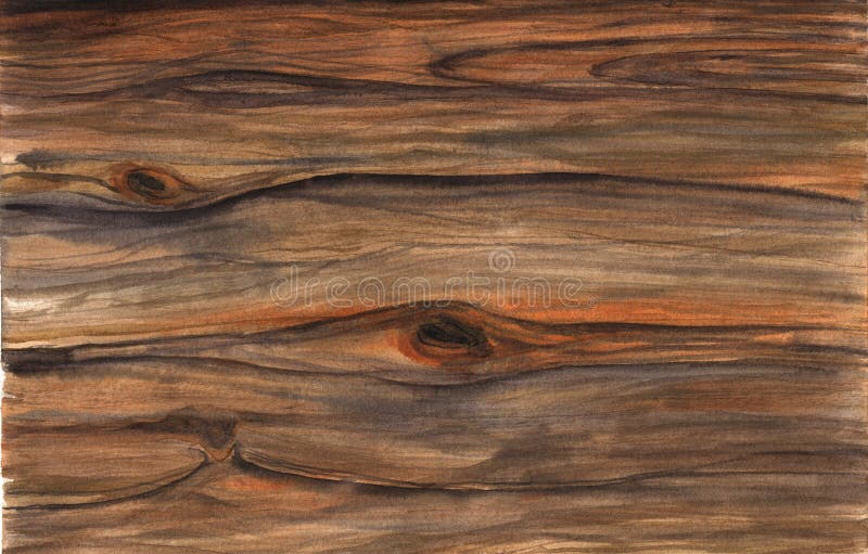 Wood texture. Watercolor hfnd drawing artistic realistic illustration for design, background, textile.