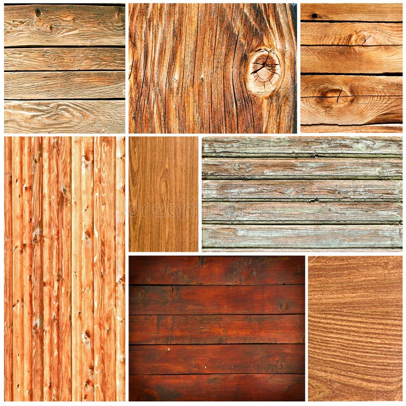 Wood textures collage stock photo