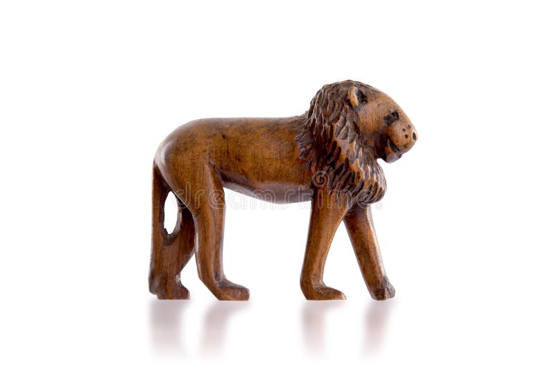 Wood toy lion isolated stock image Wood toy lion isolated stock image