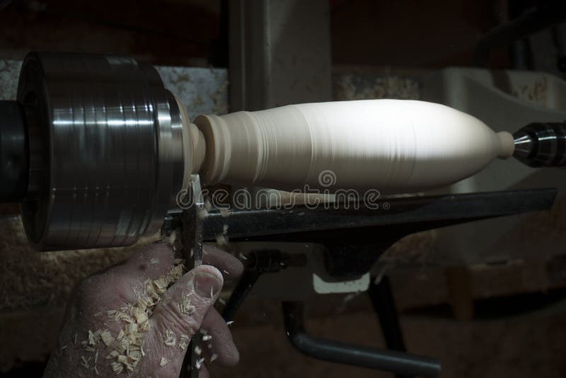 Wood Turning Workpiece Fast Spinning Carving Iron Stock Image Image