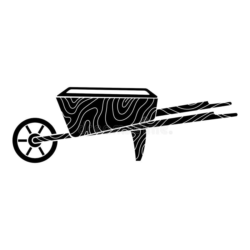 Wood Wheelbarrow Icon, Outline Style Stock Vector Illustration of