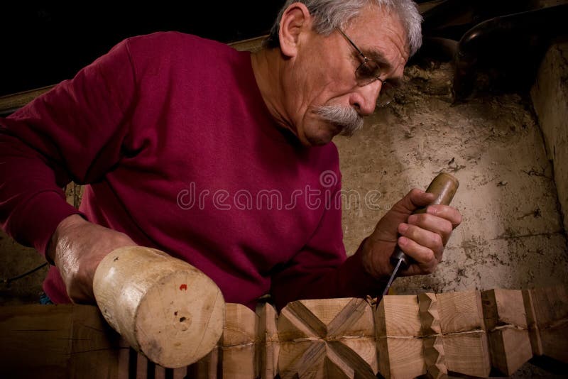 Woodcarver work in the workshop 8 royalty free stock image