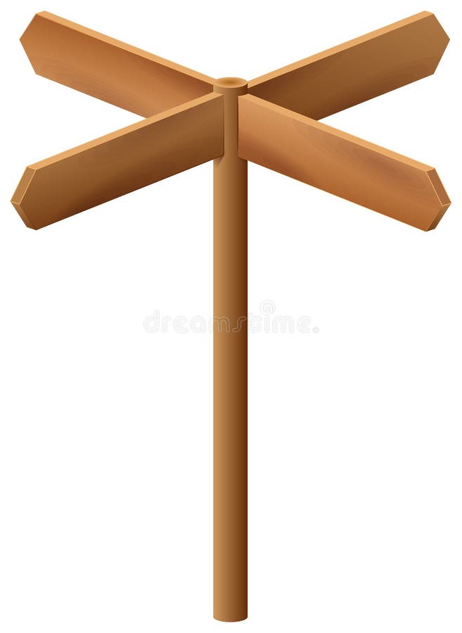 Wooden arrow pointer isolated on white background stock illustration
