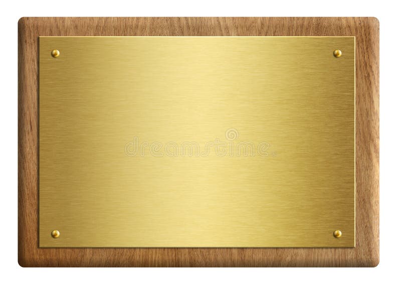 Wooden Award Plaque with Gold Plate 3d Illustration Isolated on White Wooden Award Plaque with Gold Plate 3d Illustration Isolated on White