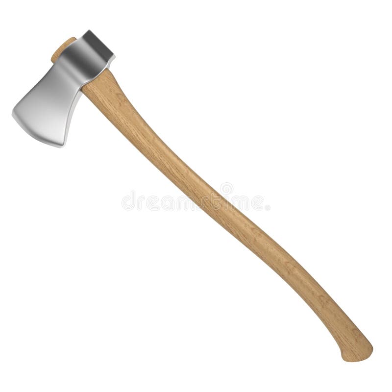 Wooden axe. 3d illustration isolated on white background