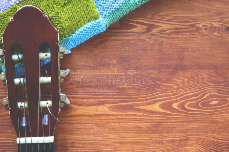 Wooden Background With A Fingerboard From The Guitar Music