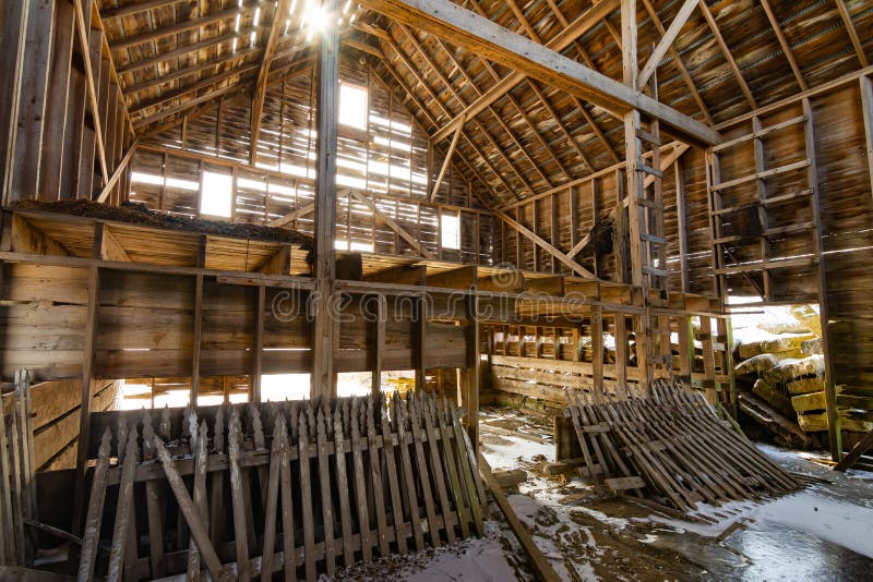 Wooden barn interior