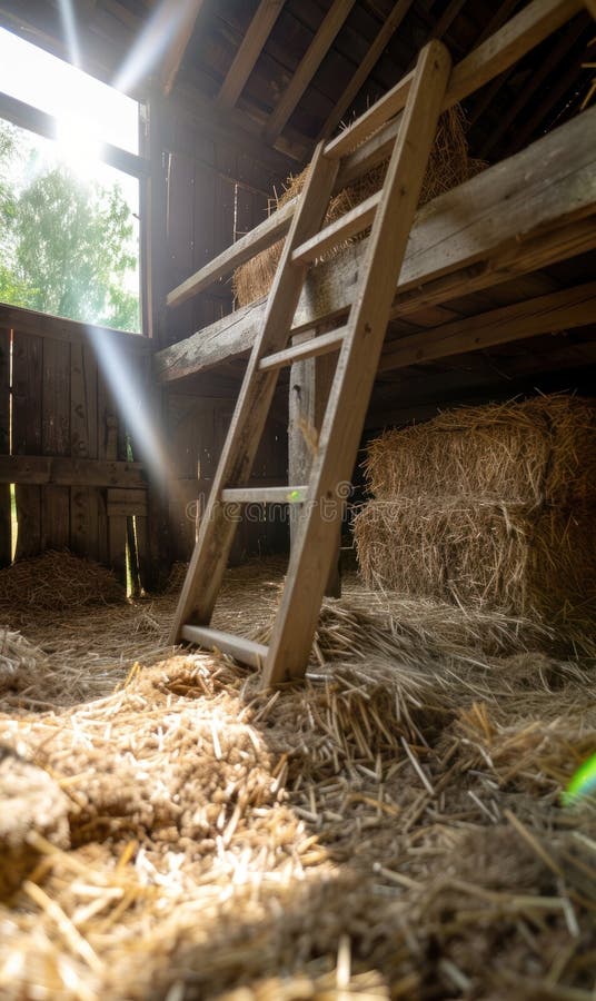 Wooden barn, vintage style: old beam, rustic interior, farm atmosphere, straw bale, antique tool, countryside setting, historic structure, traditional decor, retro detail, aged wood,. Stable rustic style stock images, royalty-free photos and pictures