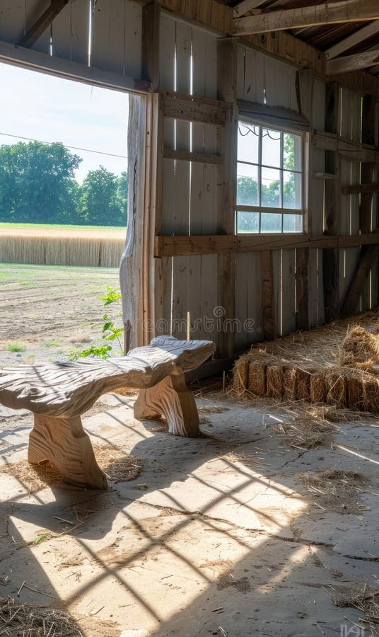 Wooden barn, vintage style: old beam, rustic interior, farm atmosphere, straw bale, antique tool, countryside setting, historic structure, traditional decor, retro detail, aged wood,. Stable rustic style stock images, royalty-free photos and pictures