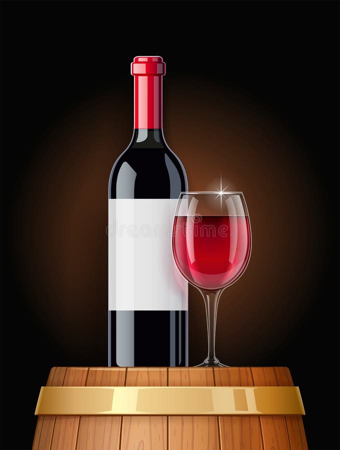 Wooden barrel with wine bottle and wineglass. Vessel for keeping. Vector illustration. vector illustration Wooden barrel with wine bottle and wineglass. Vessel for keeping. Vector illustration. vector illustration