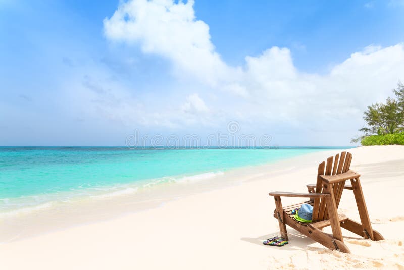 Beach Chair With Orange Towel And Coconut Drink Stock Photo - Image of ...