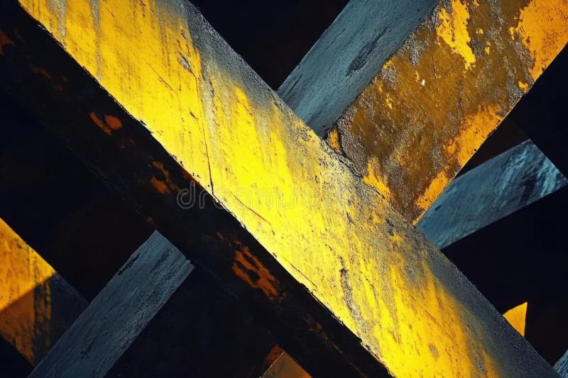 Wooden beams create abstract pattern with bold colors and geometric themes stock illustration