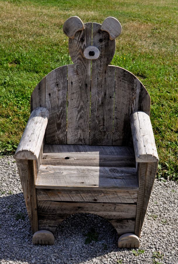 Wooden bear chair stock photo. Image of furniture, lawn 16200260