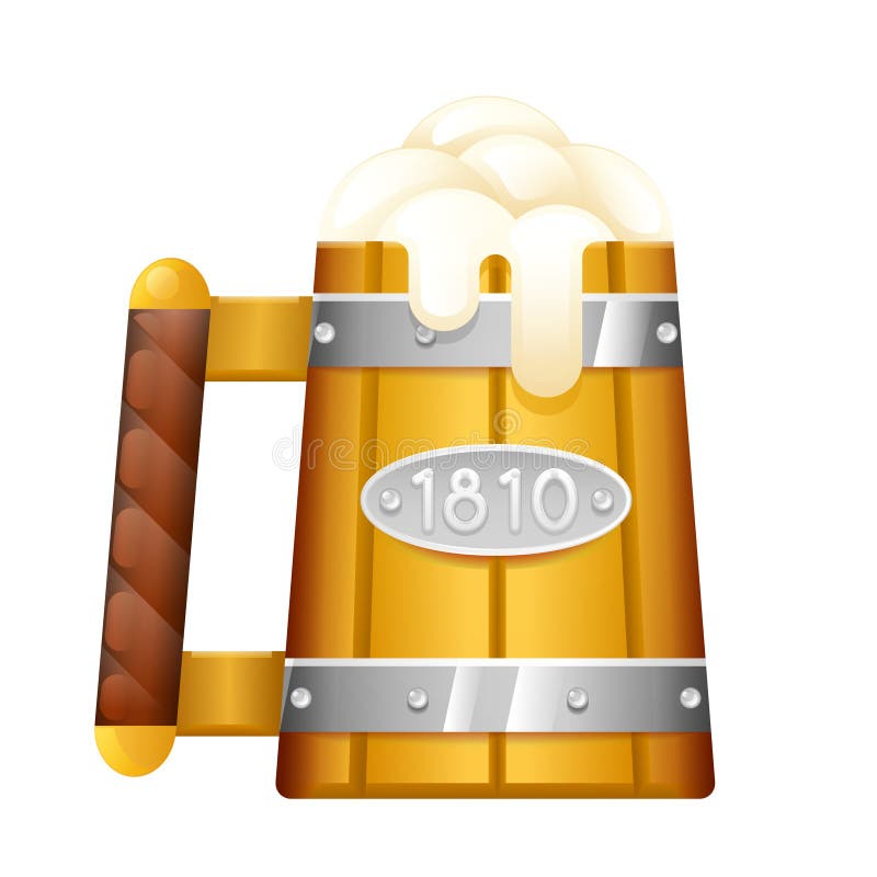 Wooden beer mug foam 3d cartoon octoberfest celebration isolated munich bavaria germany design vector illustration stock illustration Wooden beer mug foam 3d cartoon octoberfest celebration isolated munich bavaria germany design vector illustration stock illustration