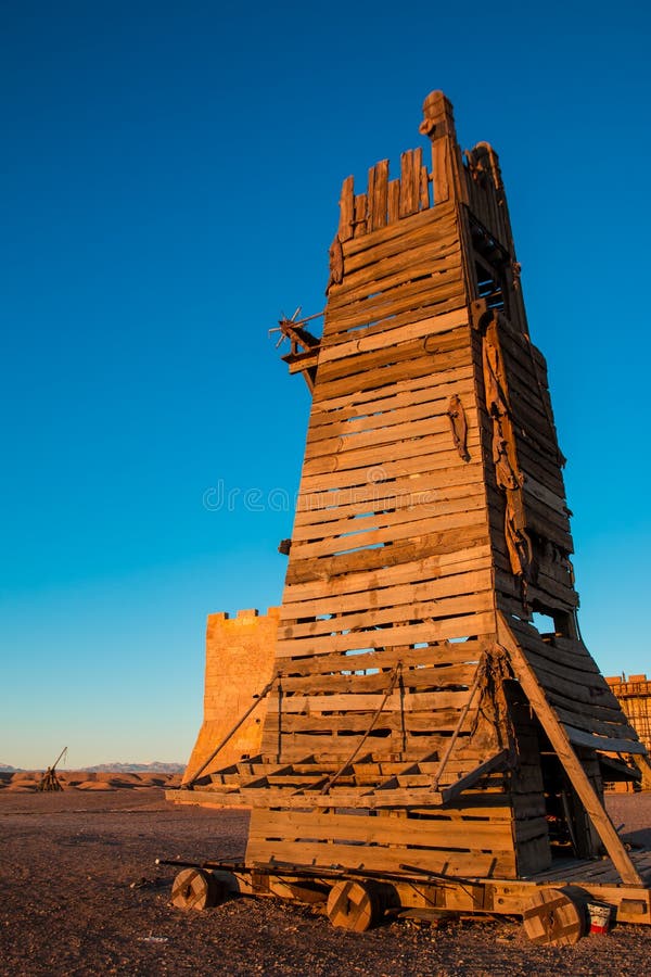 Wooden belfry or siege tower was used to attack the castle walls