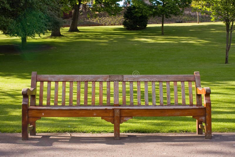 Wooden bench in edinburgh park