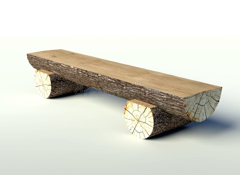 Wooden Bench Made of Tree Trunks Stock Illustration Illustration of