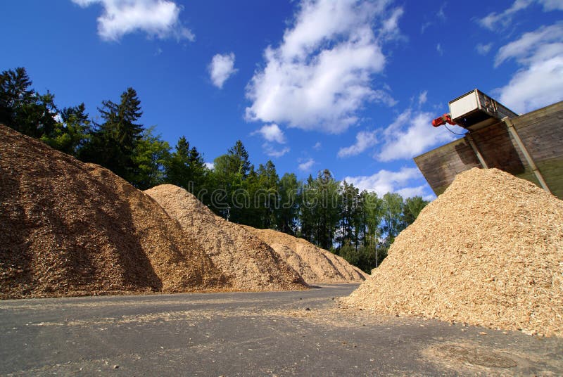 Wooden bio fuel storage at power plant