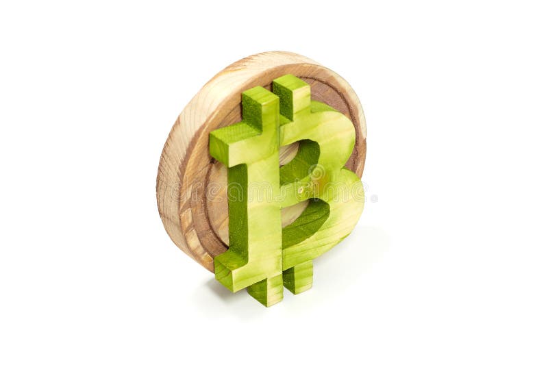 Wooden bitcoin sign, angled view, virtual cryptocurrency, isolated on white stock images Wooden bitcoin sign, angled view, virtual cryptocurrency, isolated on white stock images