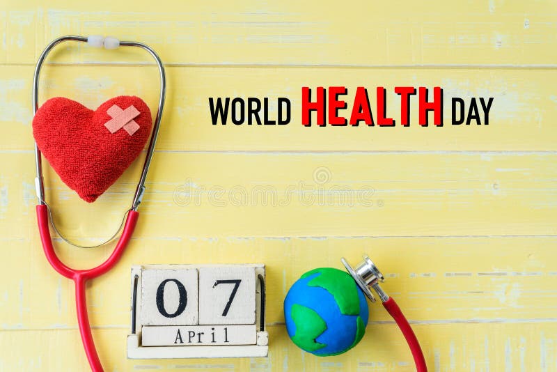 Wooden Block calendar for World health day, April 7.