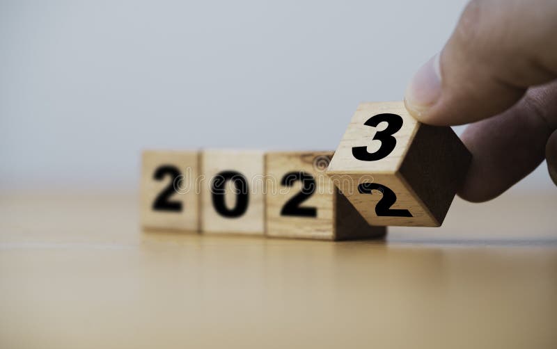 Wooden Block Cube Flipping between 2022 To 2023 for Change and ...