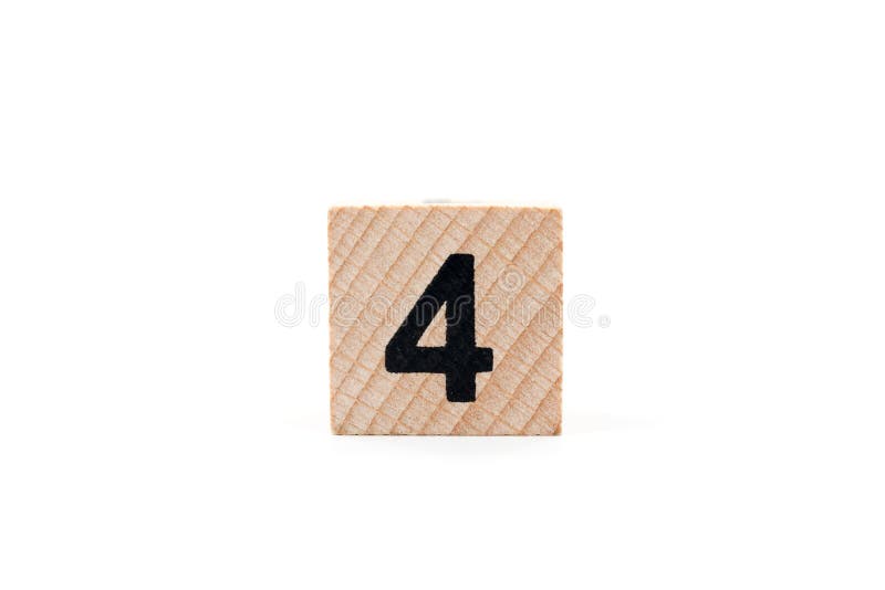 Wooden block Number four stock photos