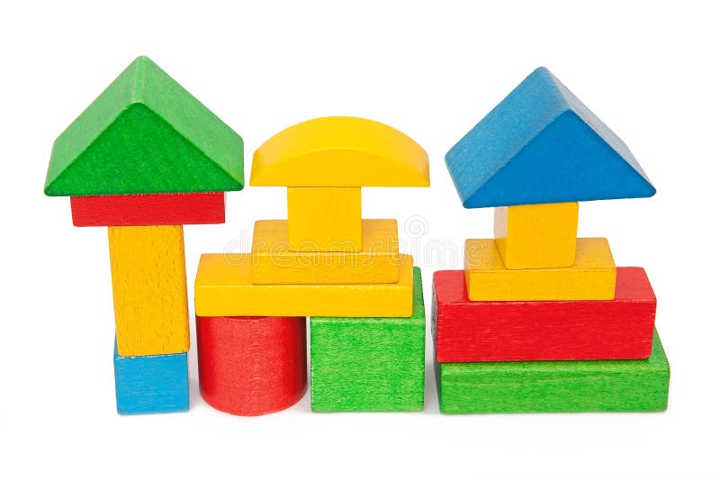 House Made Out of Colorful Wooden Building Blocks Stock Image Image