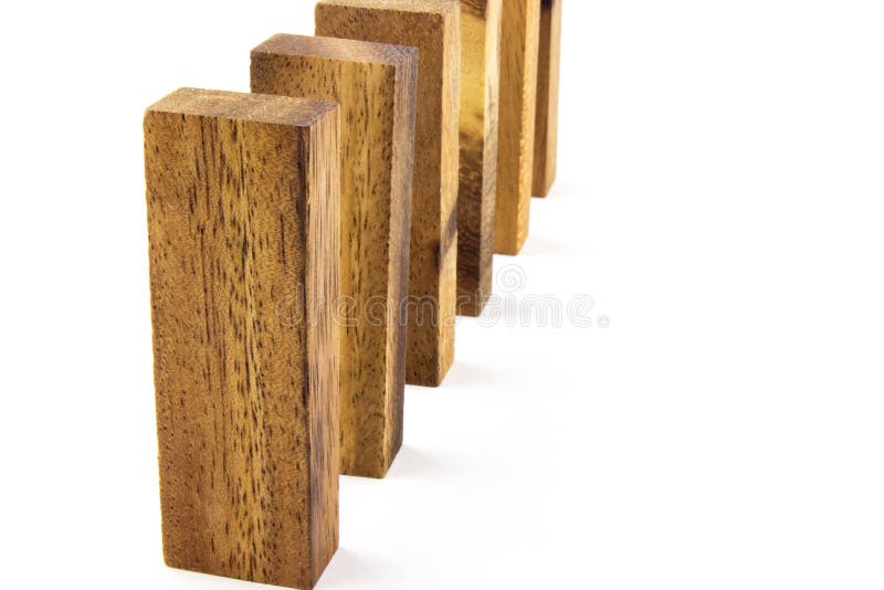 Wooden blocks arranged in a row
