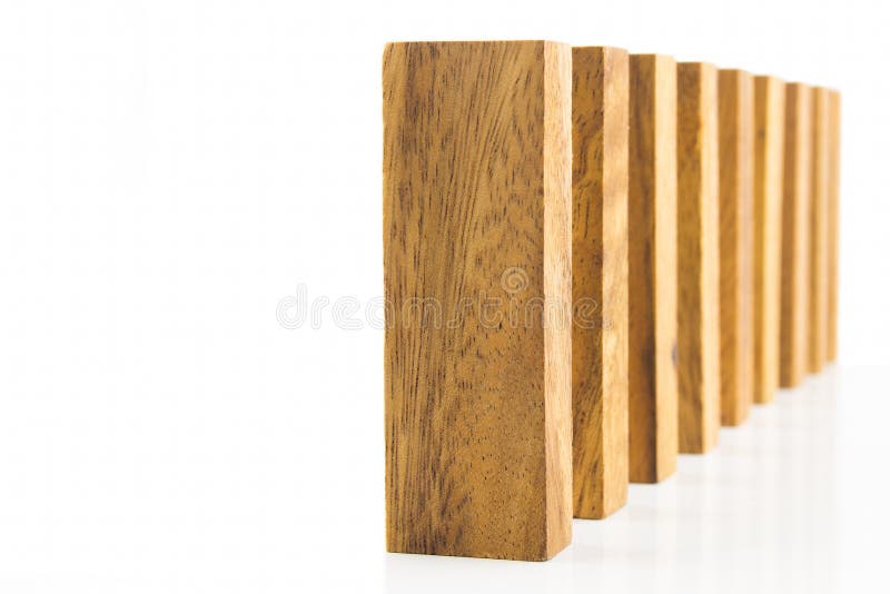 Wooden blocks arranged in a row