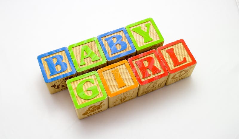 Wooden Blocks Baby Girl royalty free stock photo Wooden Blocks Baby Girl royalty free stock photo