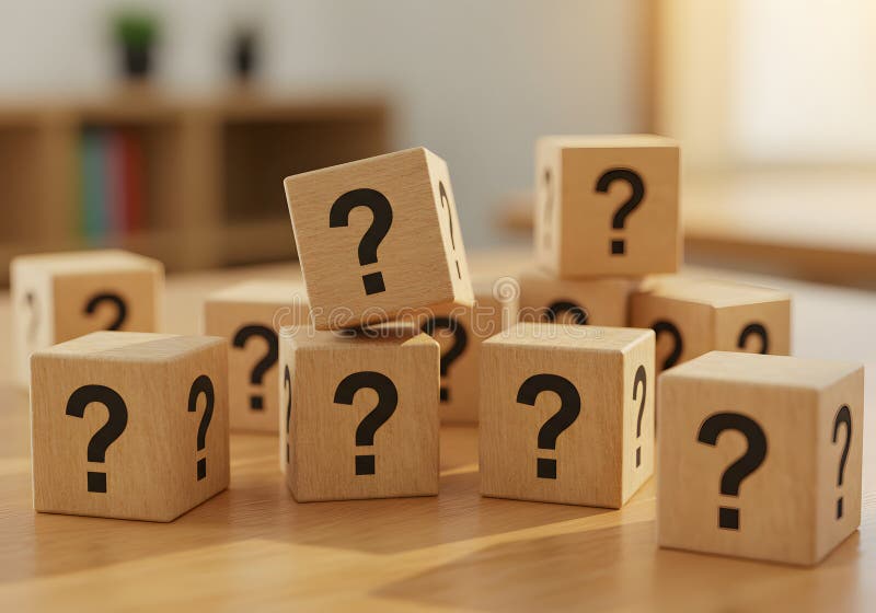 Question mark blocks concept for education business and learning and decision making symbol idea royalty free illustration