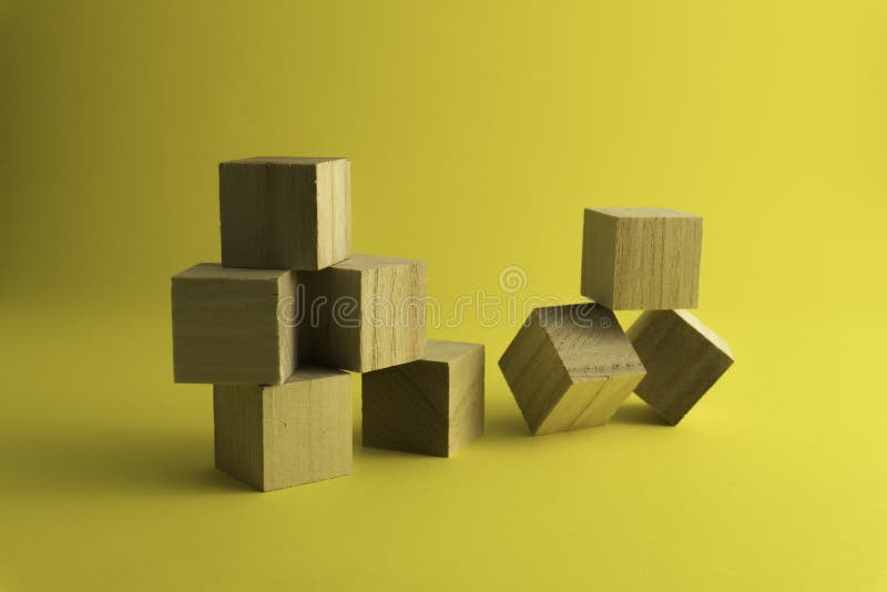 Wooden Blocks on a Yellow Background. Stock Image Image of play