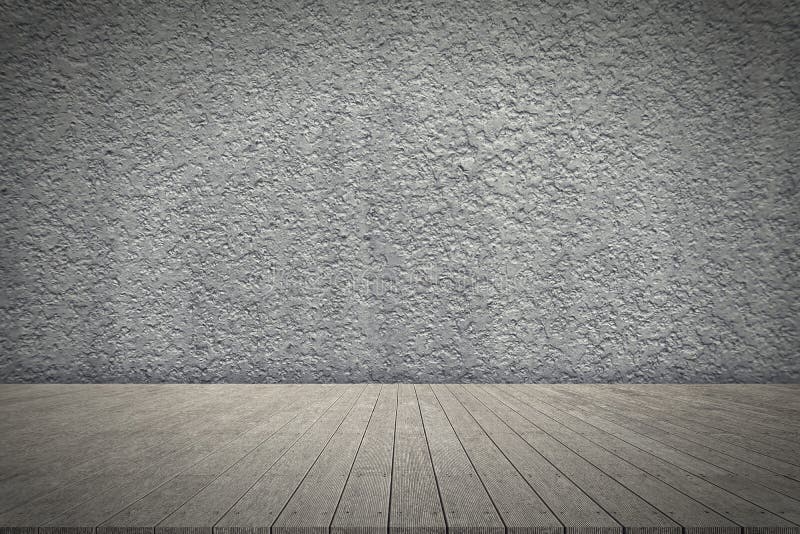 Wooden board empty table in front of rough wall