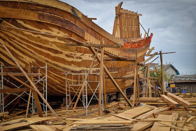 Wooden Boat Building, Qui Nhon, Vietnam Stock Image 