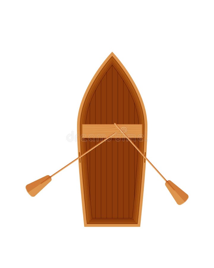 Wooden boat with oars. Water transport, fishing boat, travel, hobbies.