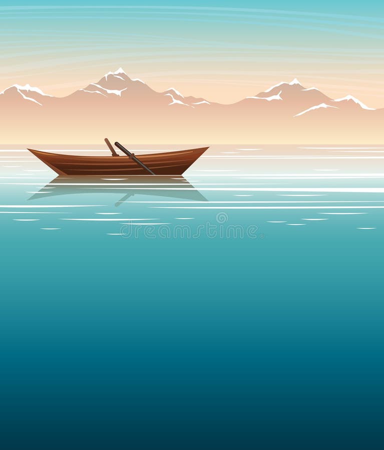 Nature - mountains, boat, sea and sky.