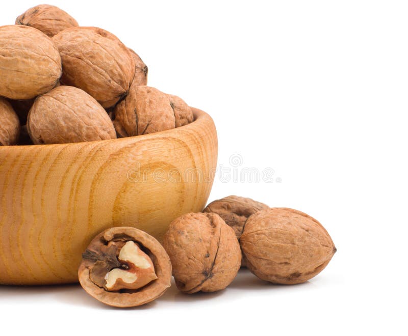 Wooden Bowl Full of Walnuts Stock Photo Image of husks, isolate 39773366