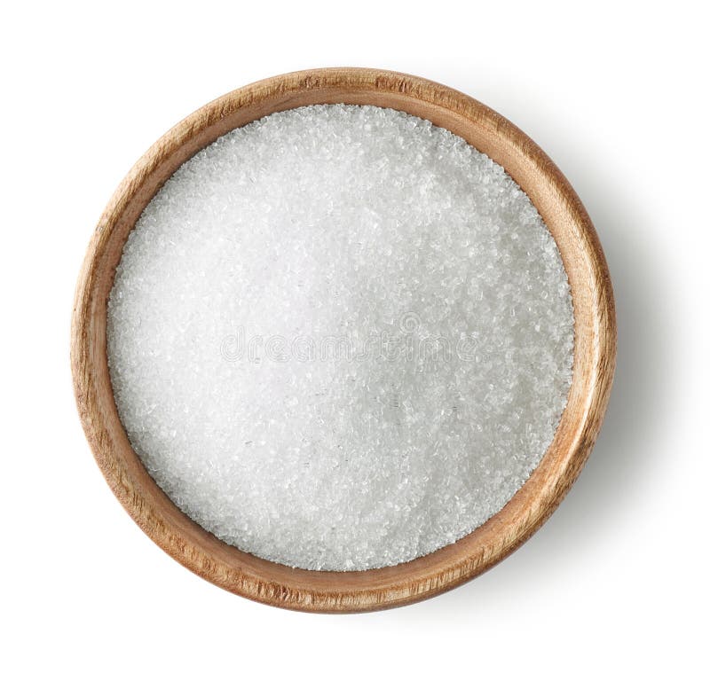 Wooden bowl of sugar royalty free stock photography Wooden bowl of sugar royalty free stock photography