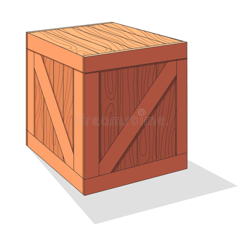 Cartoon Wooden Box Vector Icon Set, Vectors