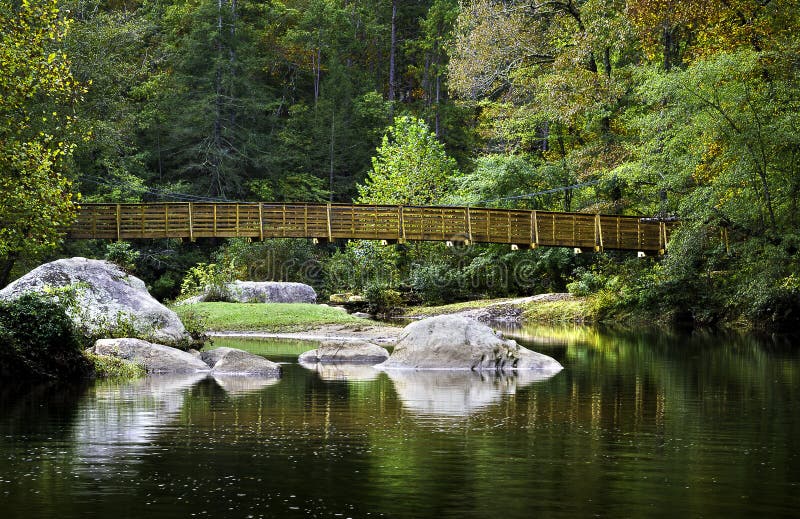 River Foot Bridge Scene