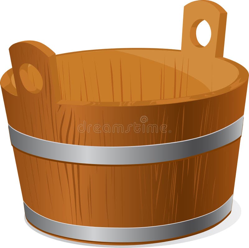 Wooden pail with water Royalty Free Vector Image