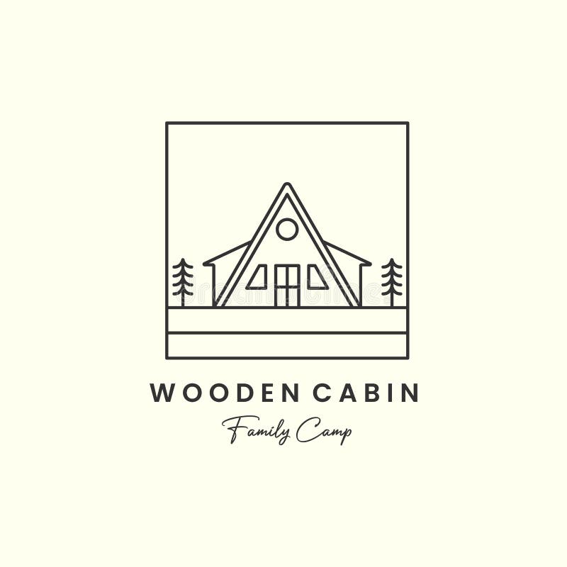 Wooden Cabin Camp Minimalist Line Art Emblem Logo Template Vector ...