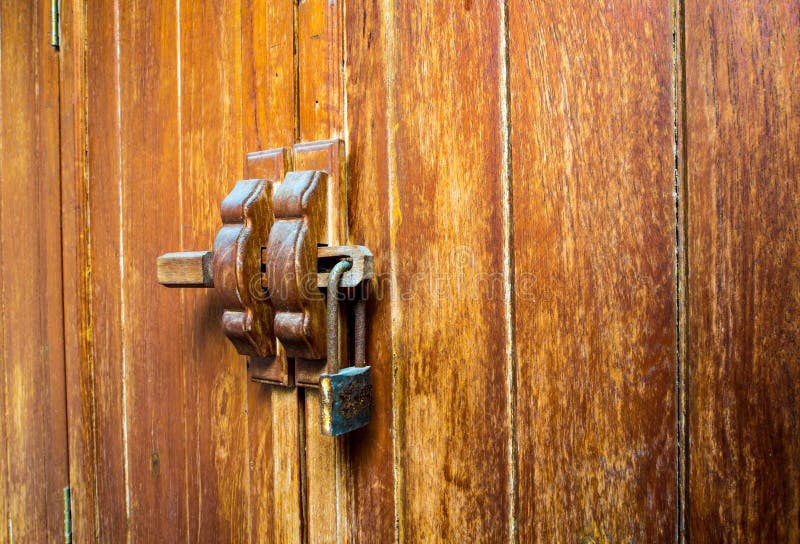 Wooden and Lock at the Handle Stock Photo Image of wooden