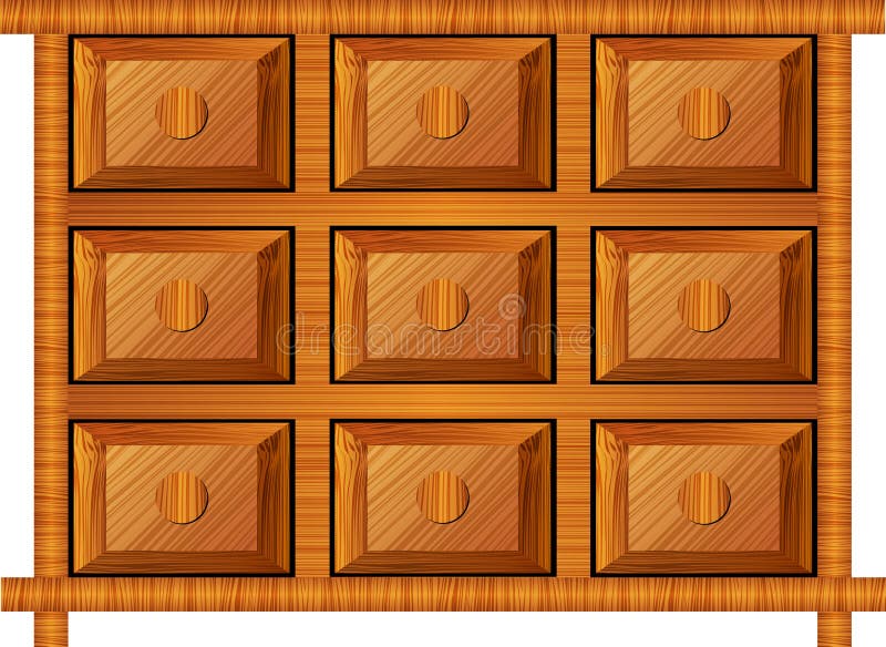 Wooden cabinet for small items royalty free illustration