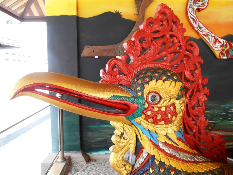 Wooden carvings with bird head motifs are fished by fishermen on the east coast of Malaysia as decorative objects.