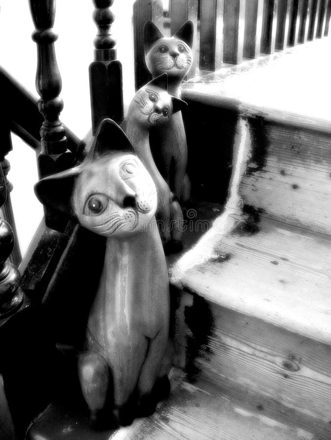Wooden Cats On Stairs Picture. Image 194909