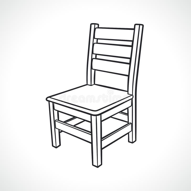Wooden Chair Black White Cartoon Stock Illustrations – 656 Wooden Chair