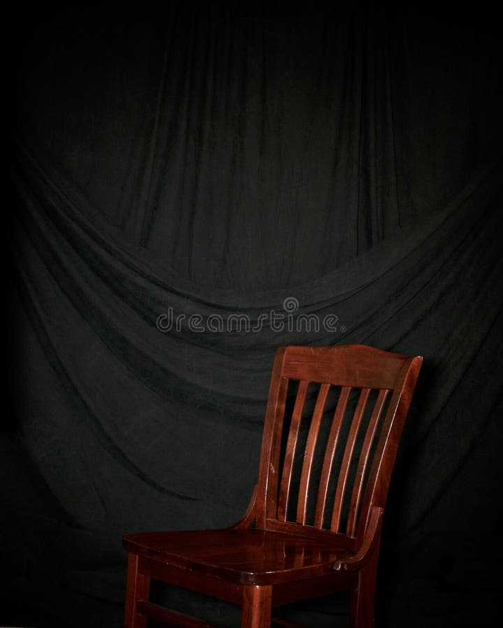 Wooden Chair in Front of Studio Black Draped Cloth Stock Image - Image of  black, cloth: 224913577