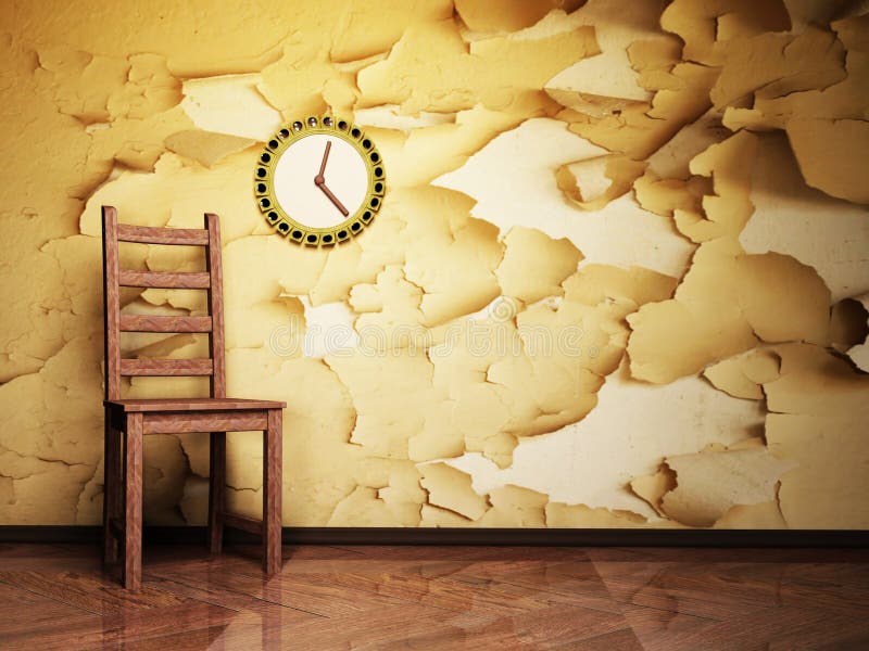 Wooden chair and a nice clock